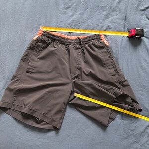 BIRDDOGS MEN SHORTS - medium , orange black lined 7" inseams